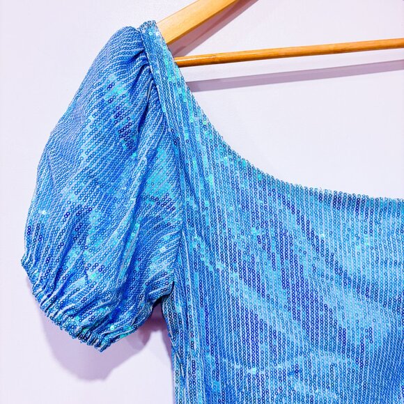SUPERDOWN Blue One-Shoulder Sequin Mini Party Dress | Medium * - Picture 3 of 8